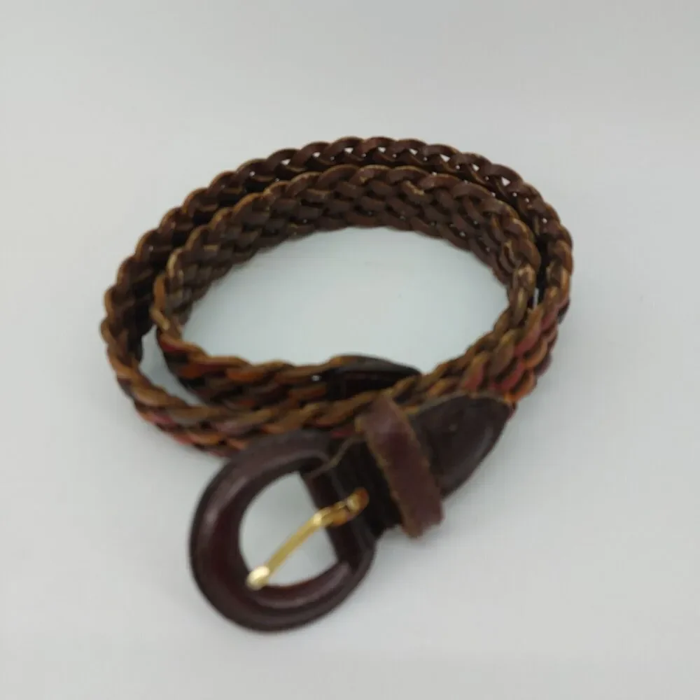 Womens Small Belt Braided Brown Leather Belt Casual Classic 32